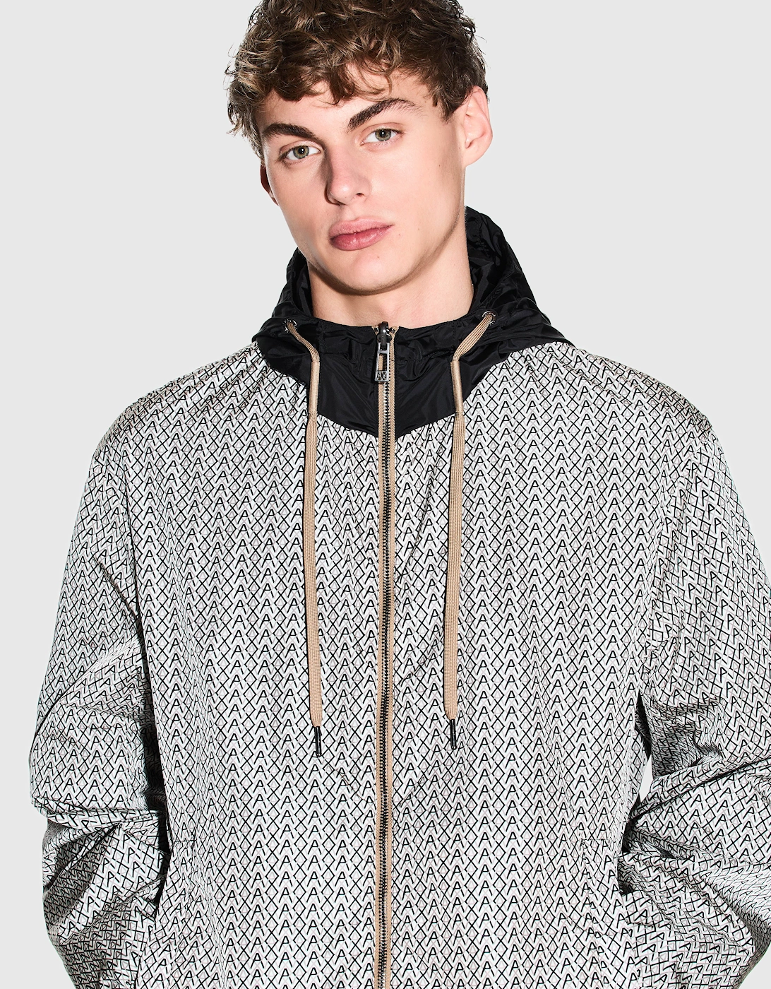 Armani Exchange Mens AX Pattern Reversible Jacket - Cream/Black M0245