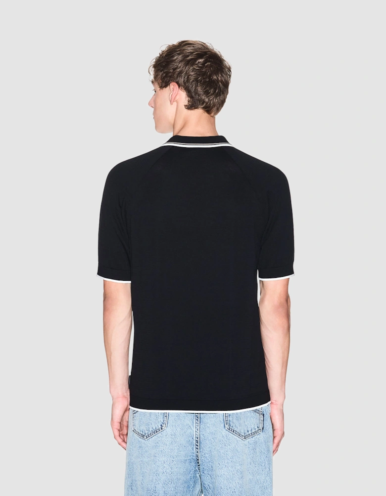 Armani Exchange Mens Zip Placket Knit Polo - Black UC001