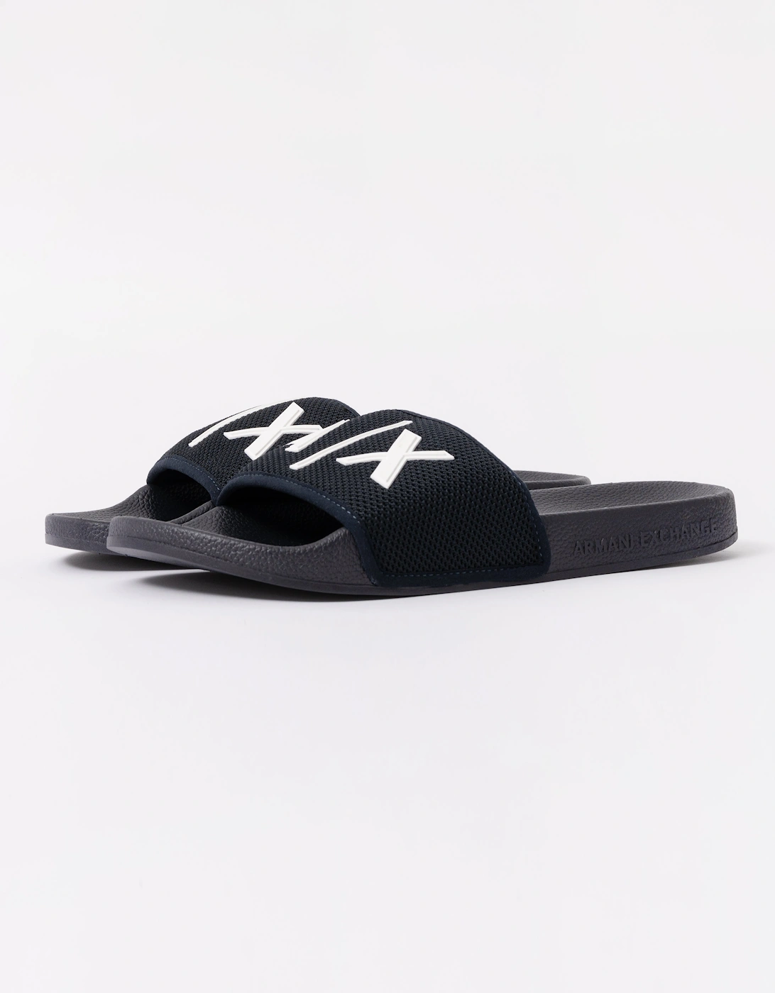 Armani Exchange Mesh A|X Logo Sliders - Deep Navy/Off White U385, 7 of 6