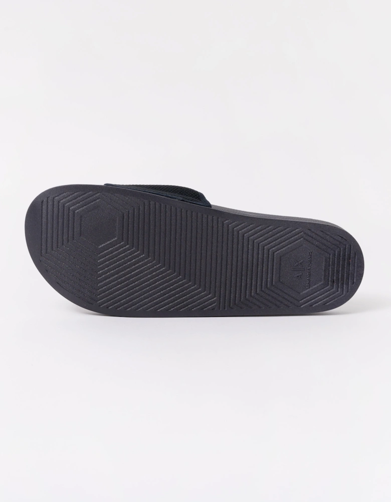 Armani Exchange Mesh A|X Logo Sliders - Deep Navy/Off White U385