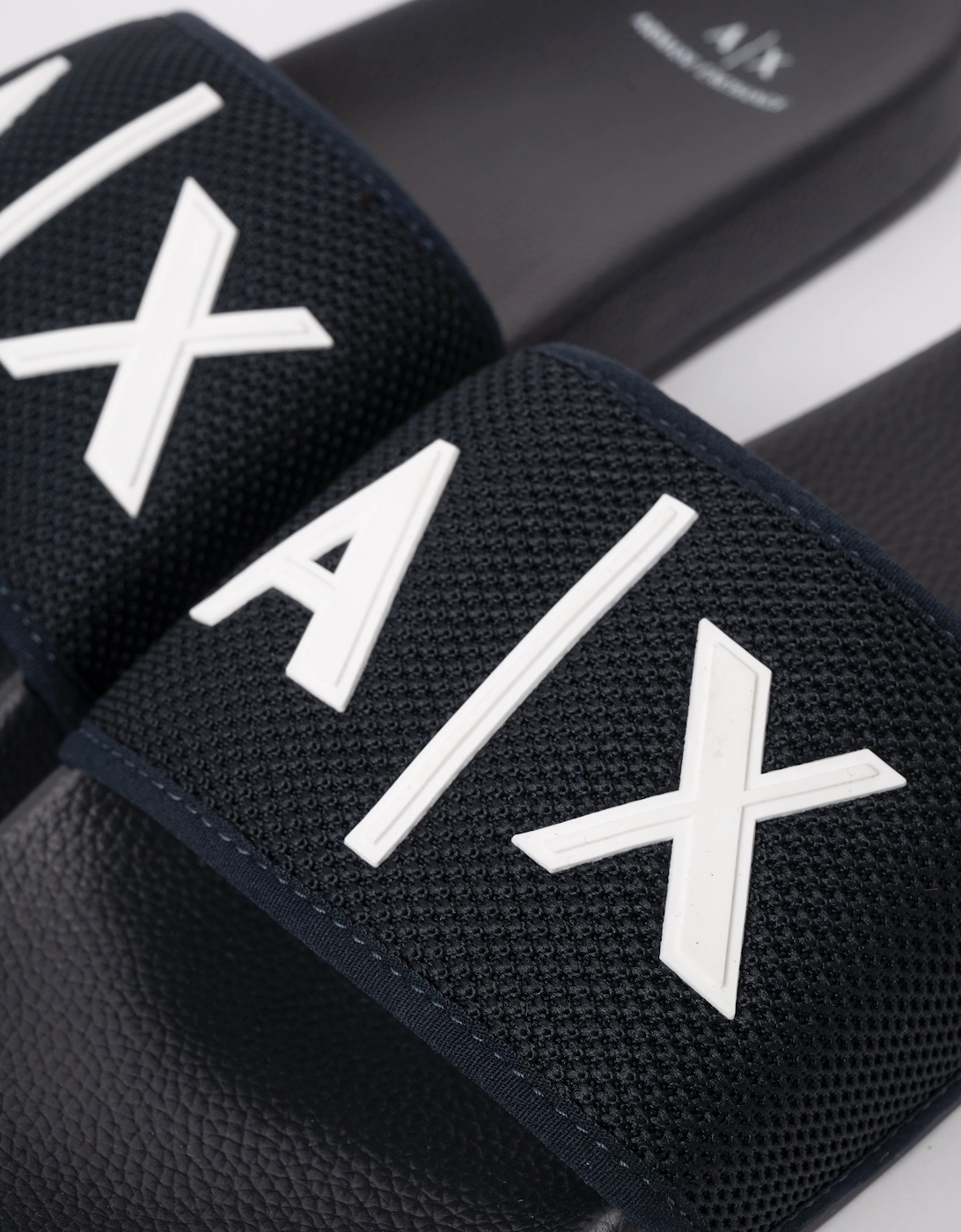 Armani Exchange Mesh A|X Logo Sliders - Deep Navy/Off White U385