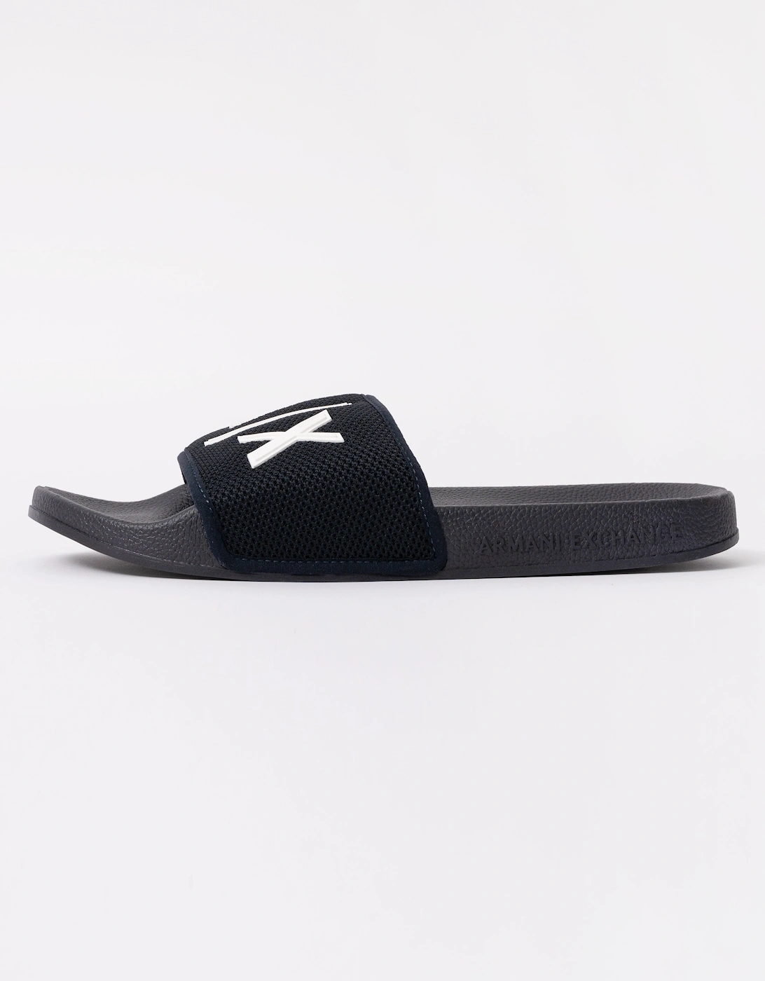 Armani Exchange Mesh A|X Logo Sliders - Deep Navy/Off White U385