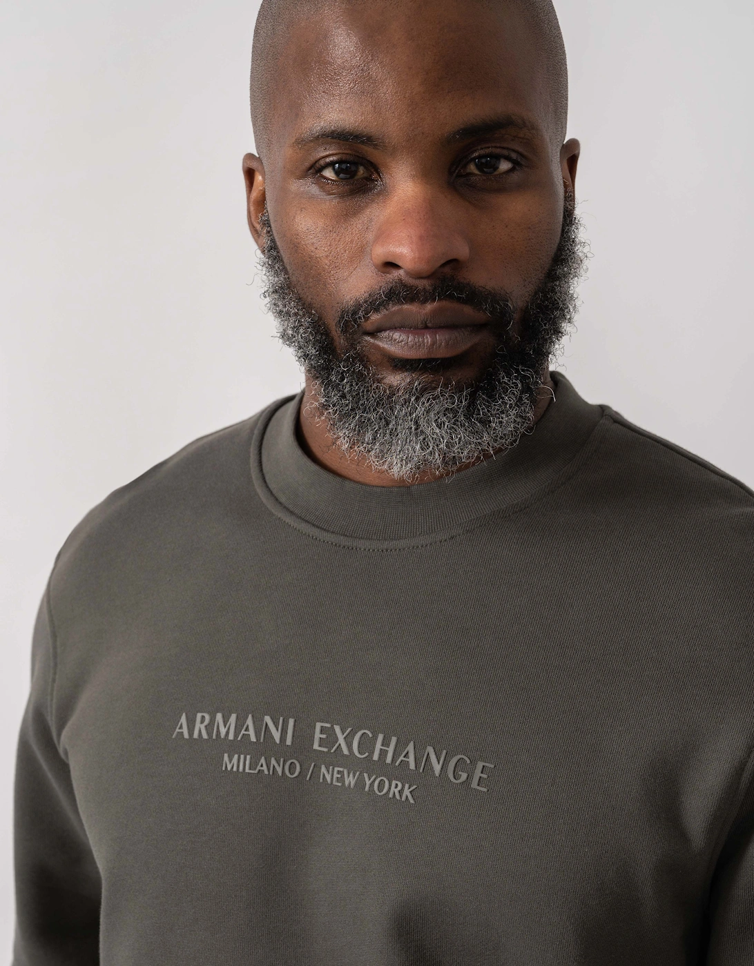 Armani Exchange Mens Crew Neck Sweatshirt with Tonal Milano/New York Logo - Chimera M8317