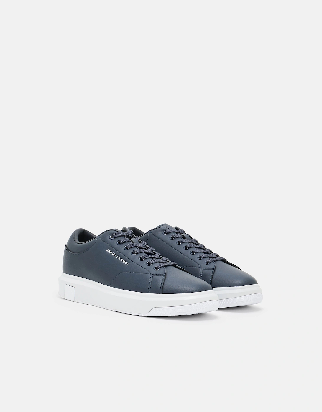 Armani Exchange Men's Grey Leather Sneakers - Navy 00285 - Size 8