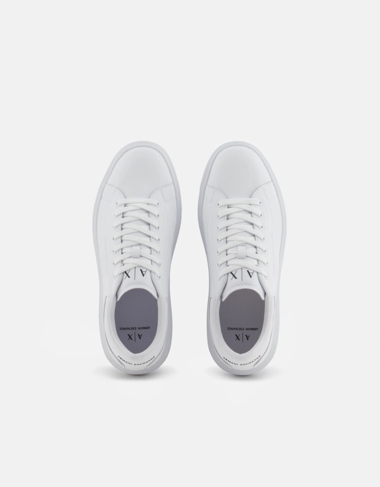 Armani Exchange Mens Leather Sneakers - Optical White 00152