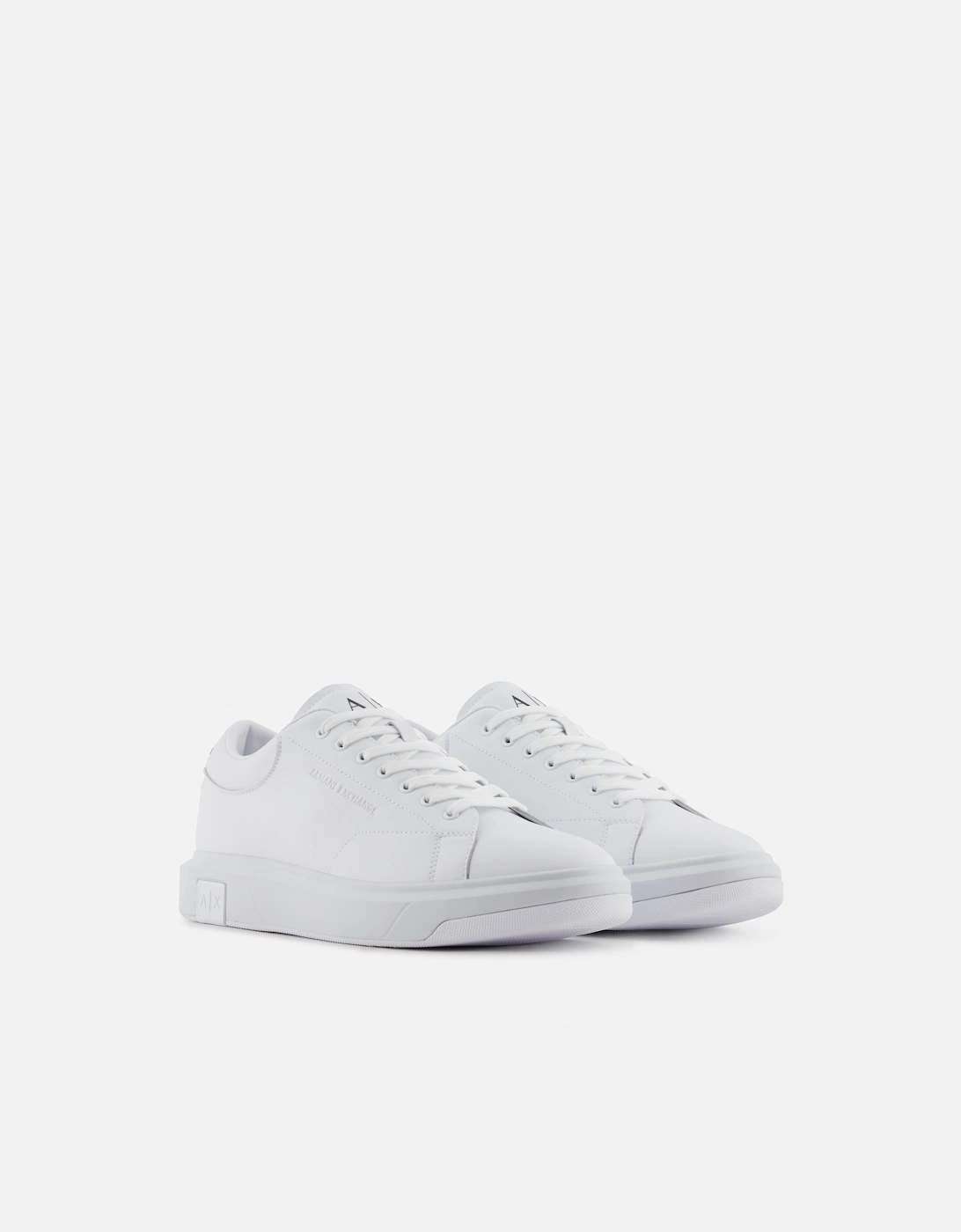 Armani Exchange Mens Leather Sneakers - Optical White 00152