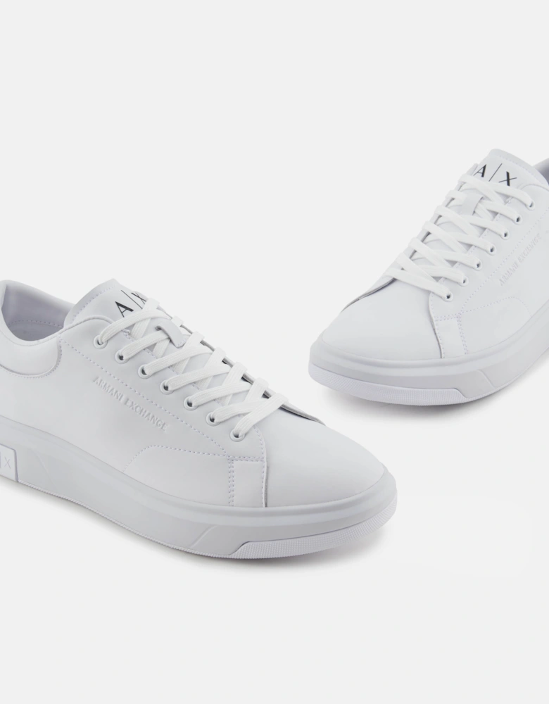 Armani Exchange Mens Leather Sneakers - Optical White 00152