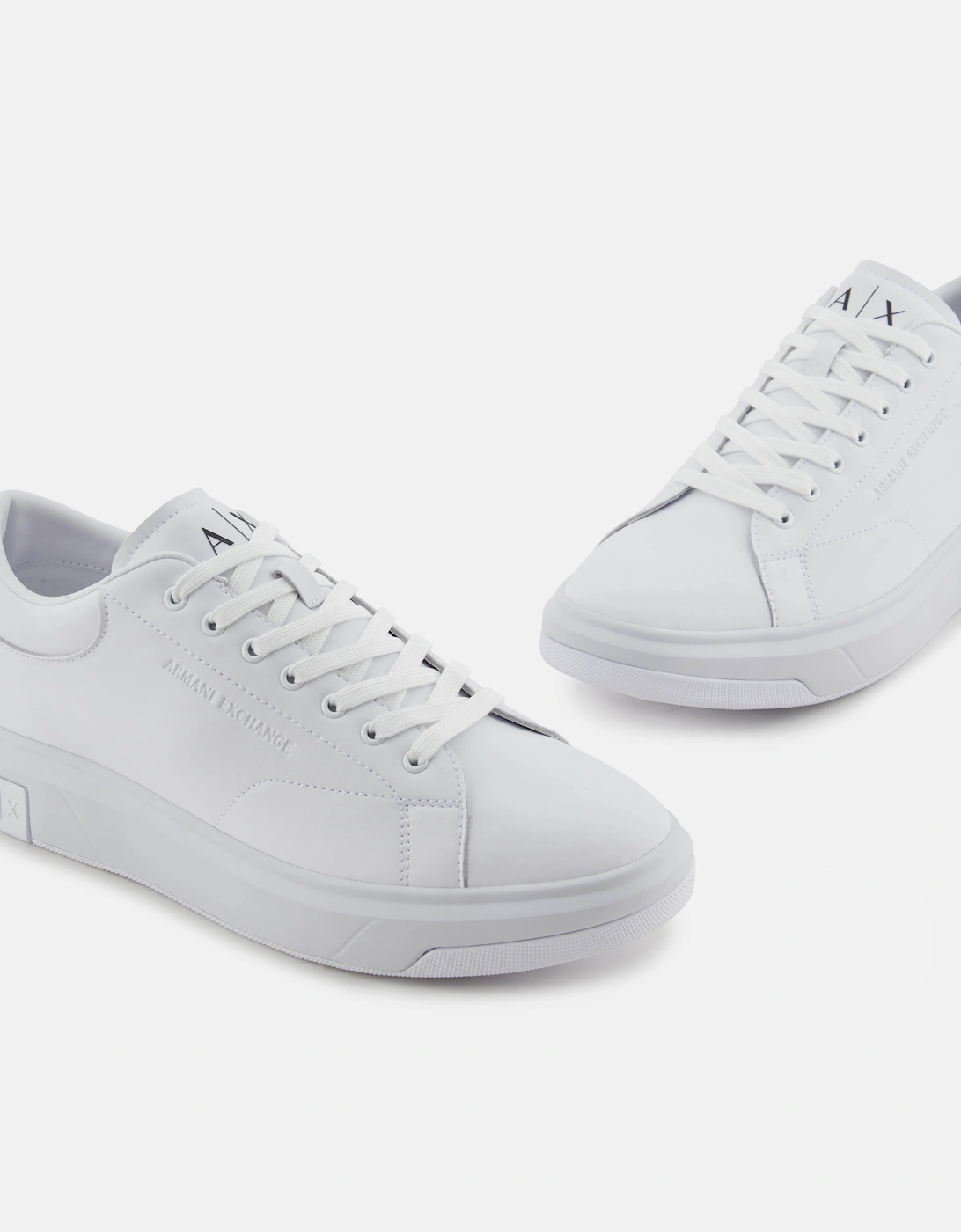 Armani Exchange Mens Leather Sneakers - Optical White 00152