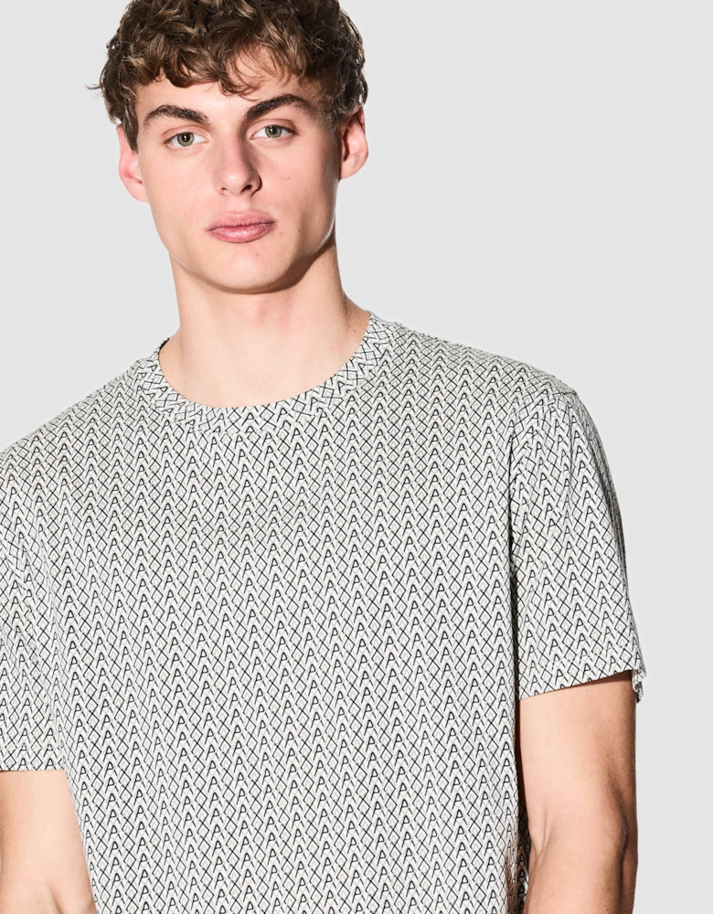 Armani Exchange Mens AX Pattern T-Shirt - Cream F0143