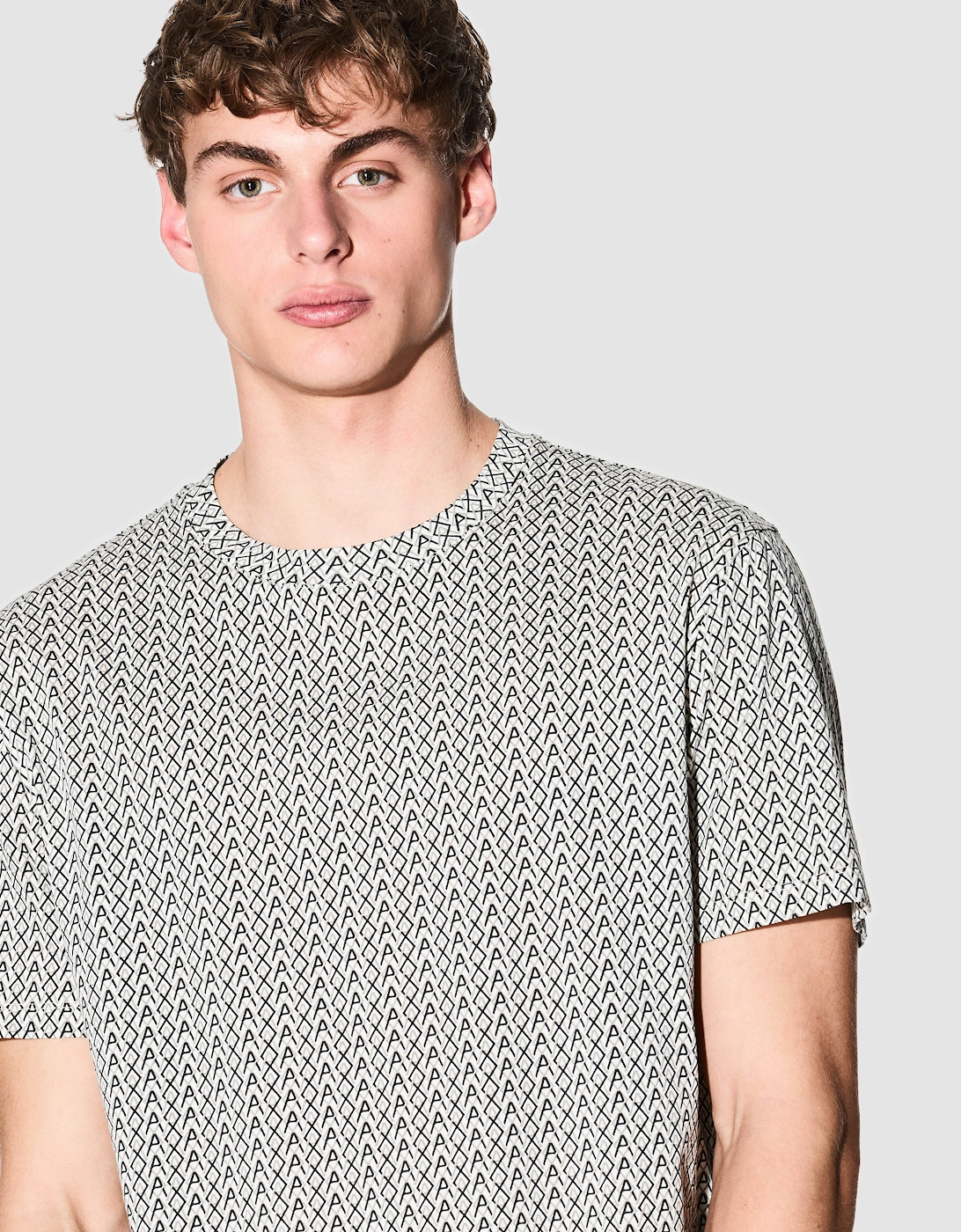 Armani Exchange Mens AX Pattern T-Shirt - Cream F0143