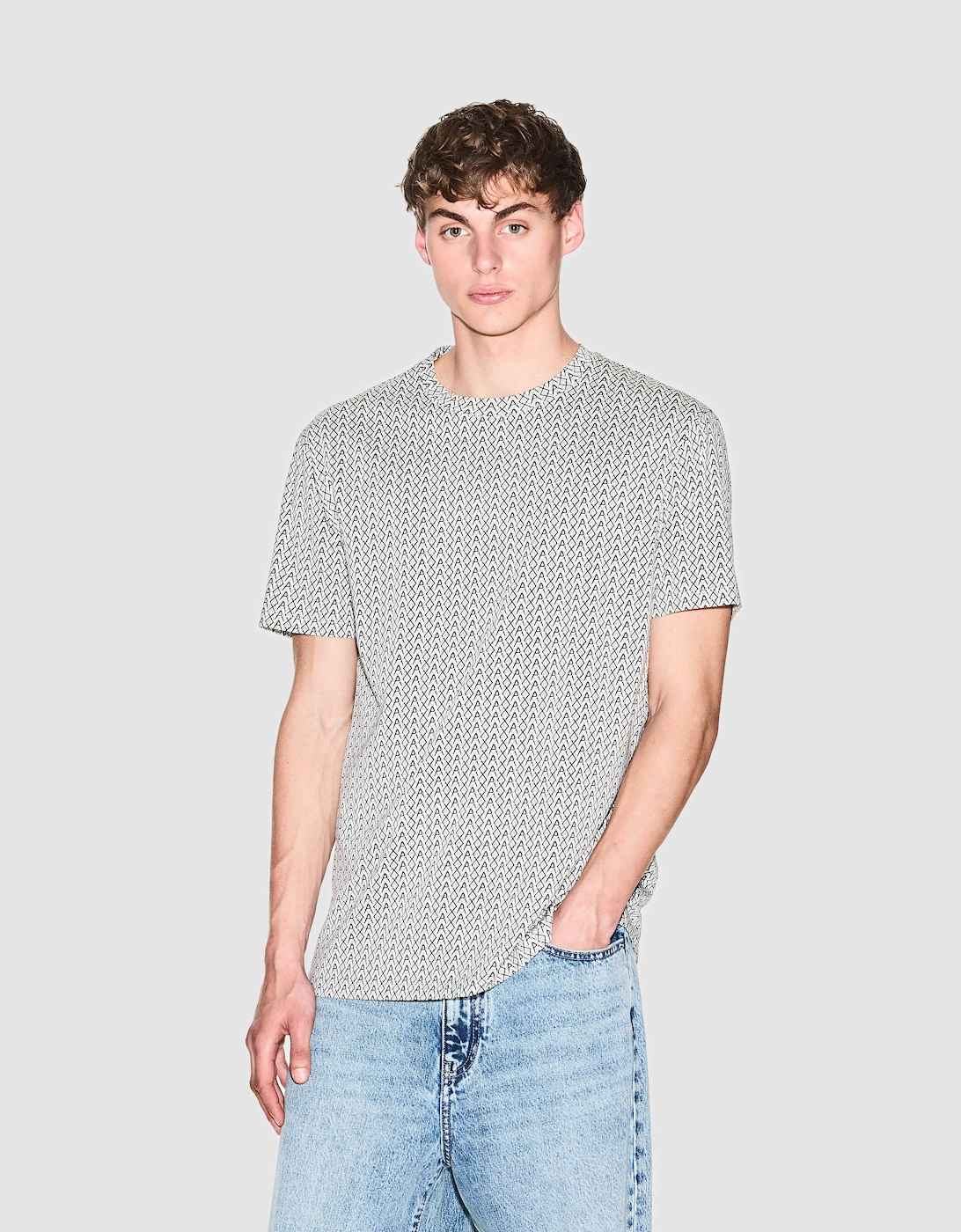 Armani Exchange Mens AX Pattern T-Shirt - Cream F0143, 5 of 4
