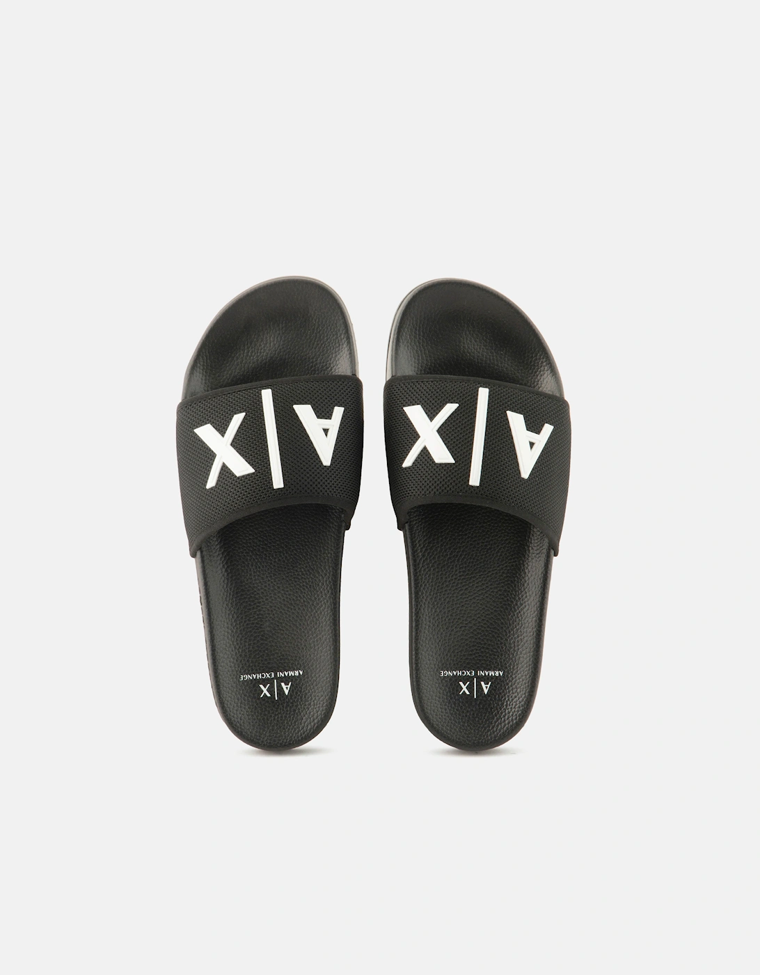 Armani Exchange Mens A|X Logo Sliders - Black/Optical White S277