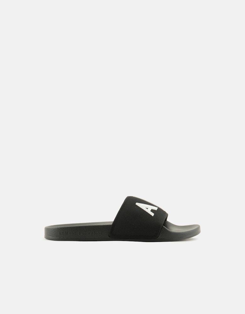 Armani Exchange Mens A|X Logo Sliders - Black/Optical White S277