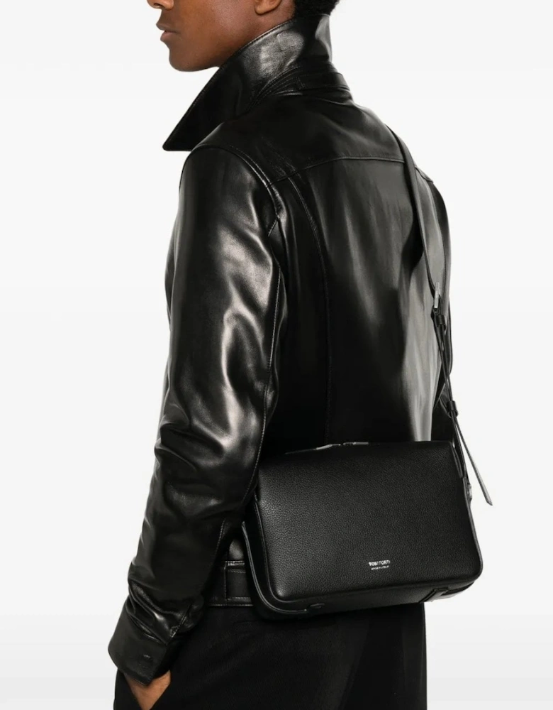 Grain Leather T Line Camera Bag Black