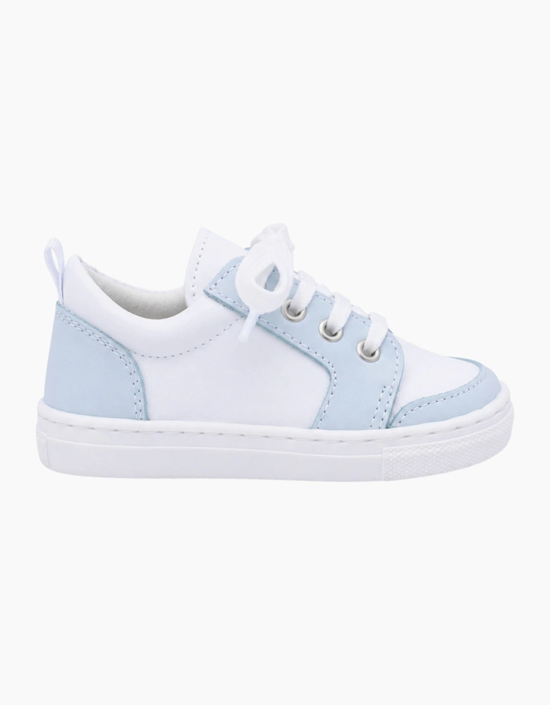 White and Pale Blue Leather Nico Trainers