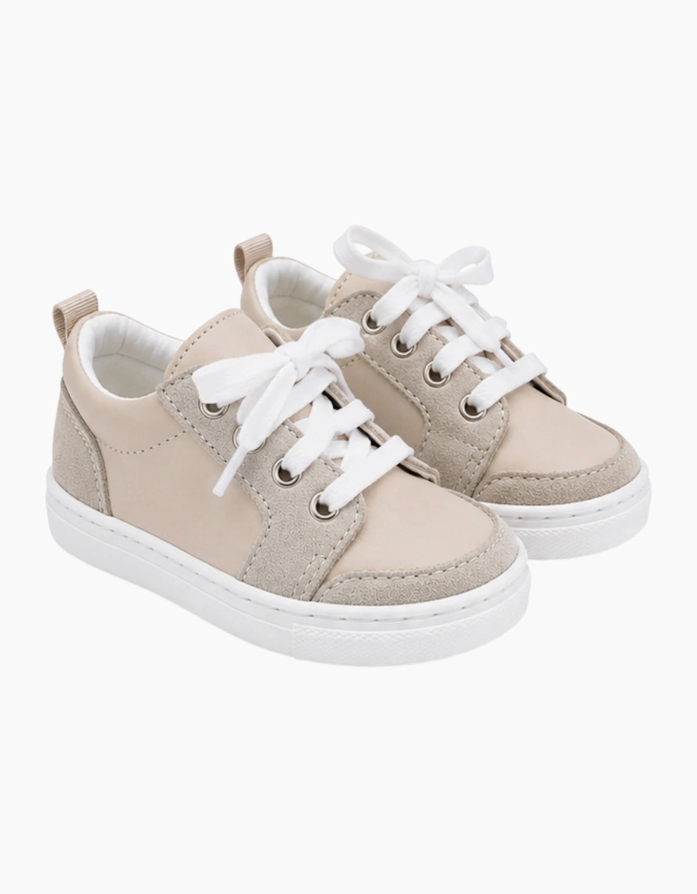 Nude Leather and Beige Suede Nico Trainers