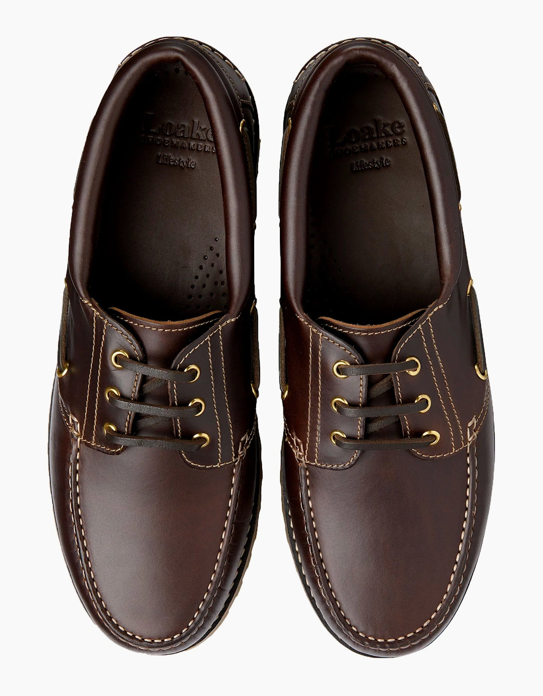 LOAKE WAXY BOAT SHOE DARK BROWN WAXY