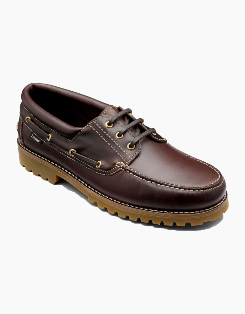 LOAKE WAXY BOAT SHOE DARK BROWN WAXY