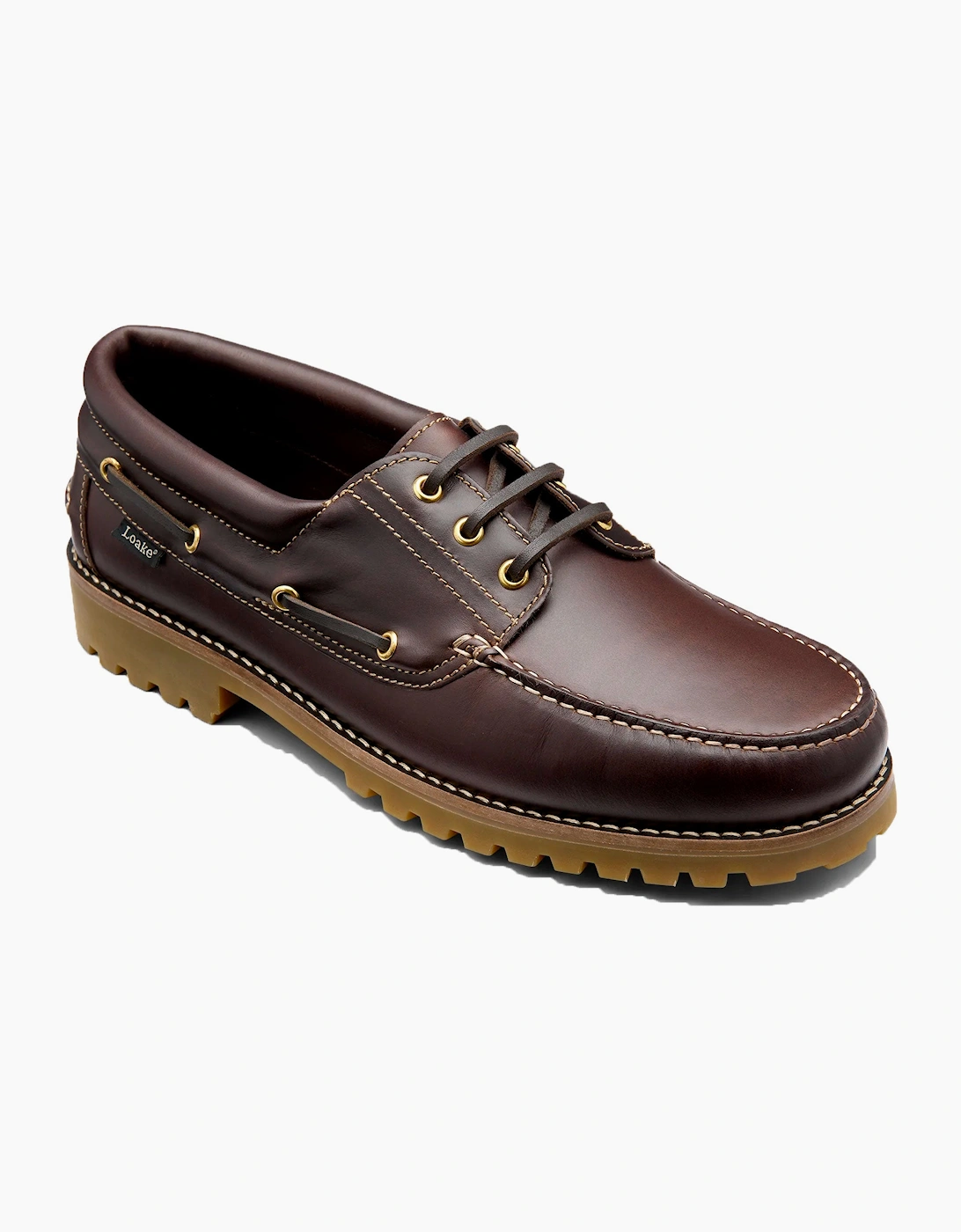 LOAKE WAXY BOAT SHOE DARK BROWN WAXY