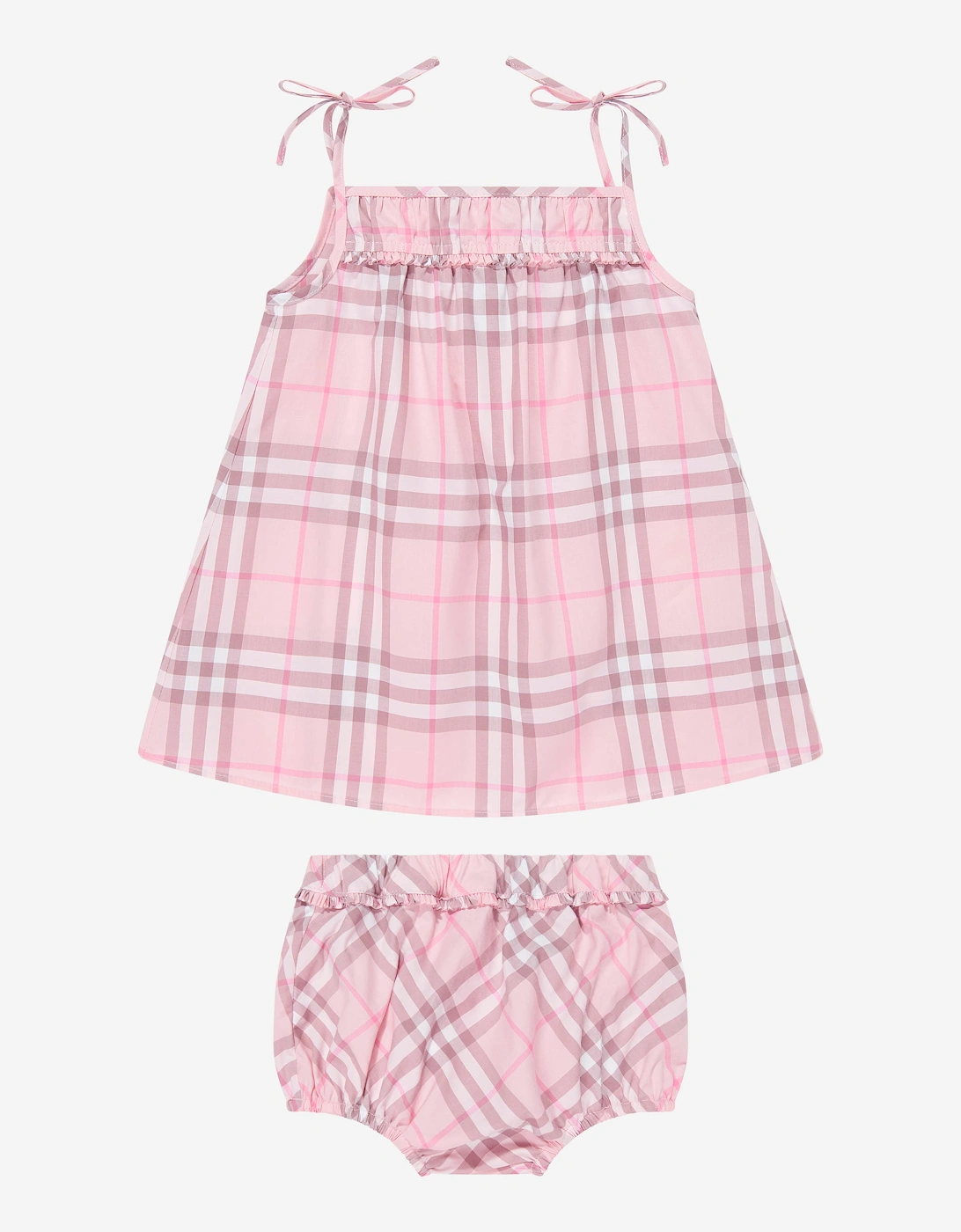 Burberry Girls Pink Baby 'S Baby Betty Check Cotton Dress In  3-6 Months 3 Mths Kids