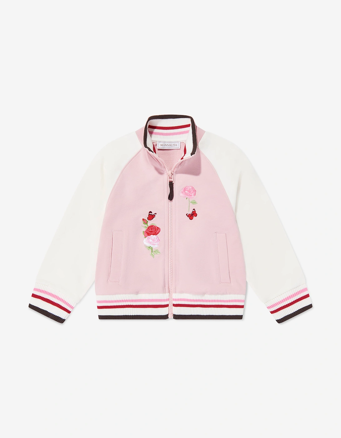 Monnalisa Girls Rose Zip Up Top in Pink, 5 of 4