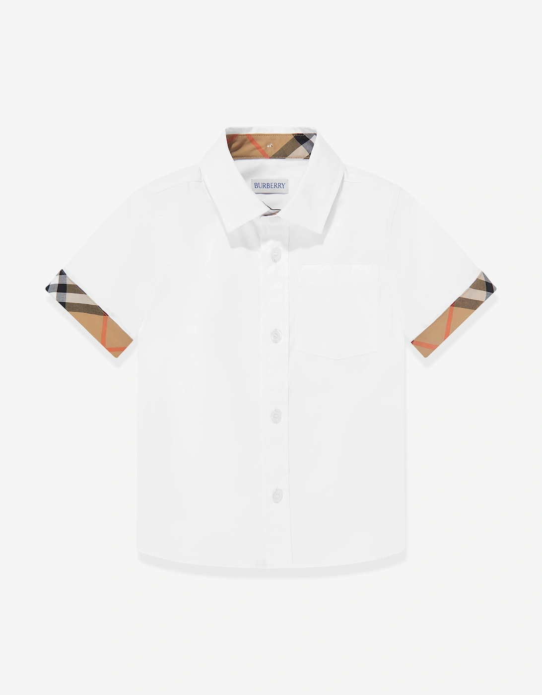 Burberry Boys Owen Short Sleeve Check Trim Shirt in White, 5 of 4