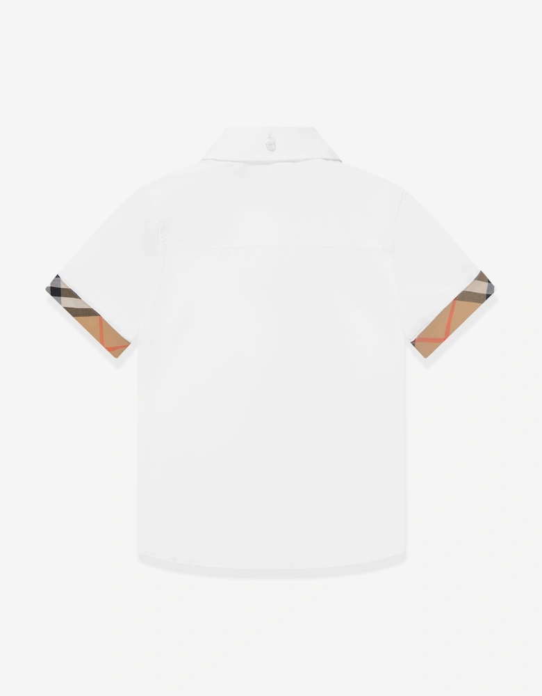 Burberry Boys Owen Short Sleeve Check Trim Shirt in White