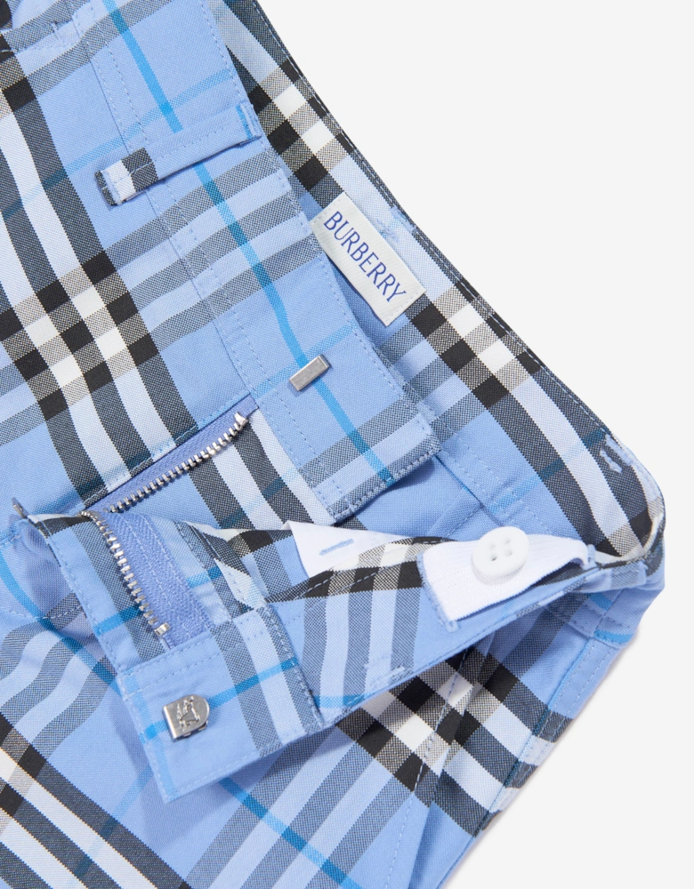 Burberry Boys Oscar Cotton Check Oxford Shorts in Blue