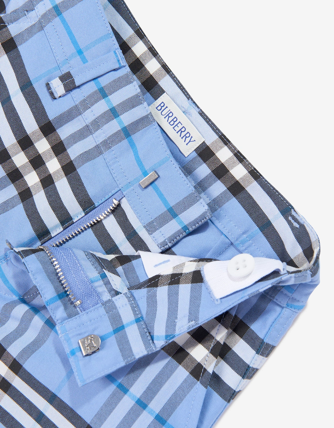 Burberry Boys Oscar Cotton Check Oxford Shorts in Blue