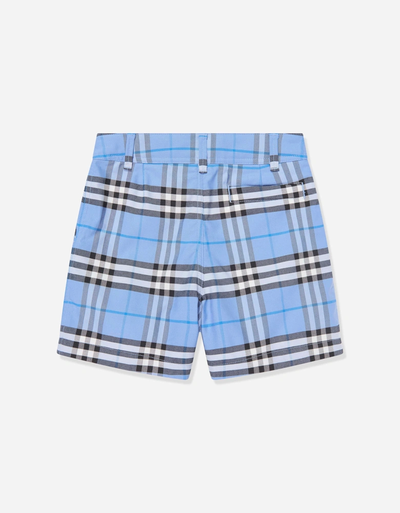 Burberry Boys Oscar Cotton Check Oxford Shorts in Blue