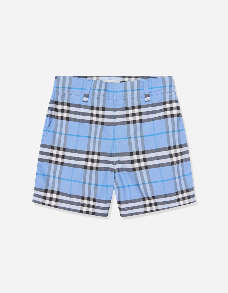 Burberry Boys Oscar Cotton Check Oxford Shorts in Blue