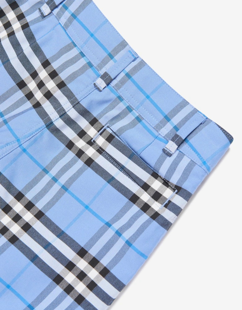 Burberry Boys Oscar Cotton Check Oxford Shorts in Blue