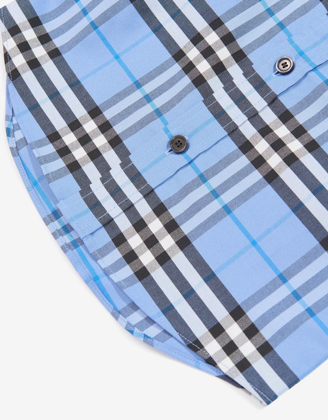 Burberry Boys Owen Cotton Check Oxford Shirt in Blue