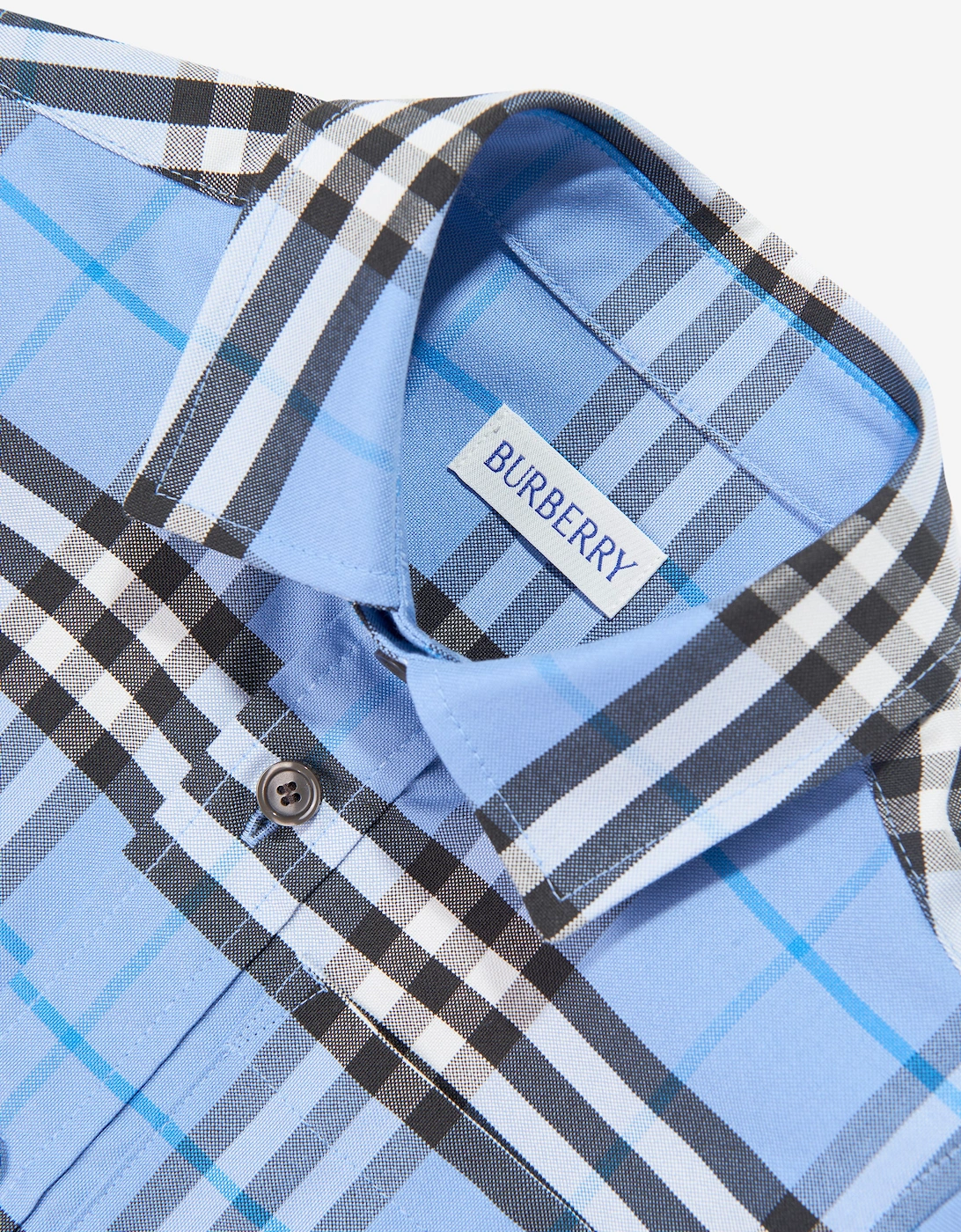 Burberry Boys Owen Cotton Check Oxford Shirt in Blue