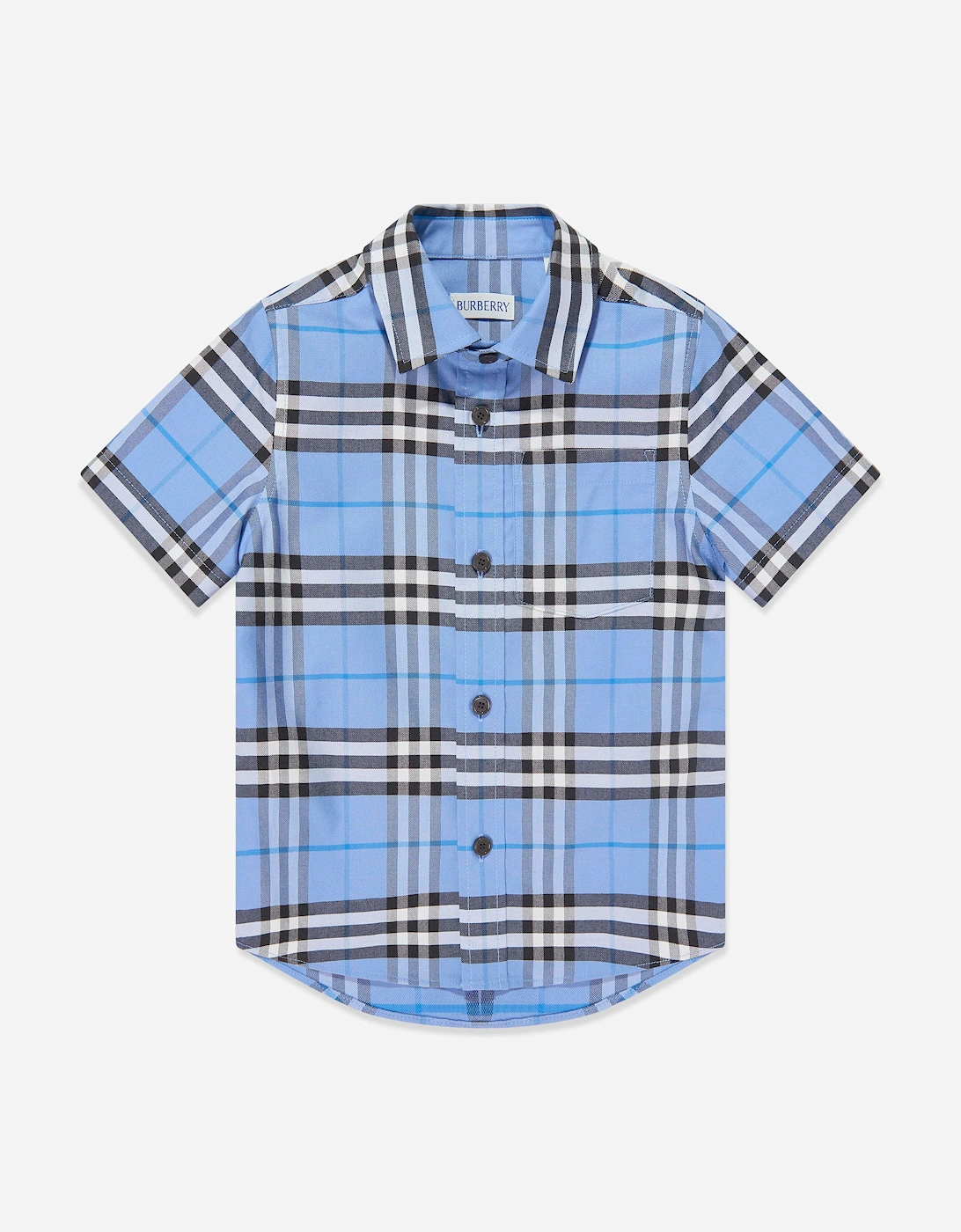 Burberry Boys Owen Cotton Check Oxford Shirt in Blue