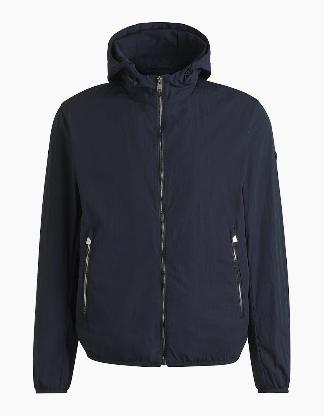 Solid Patterned Hooded Zipped Pocket Windbreaker