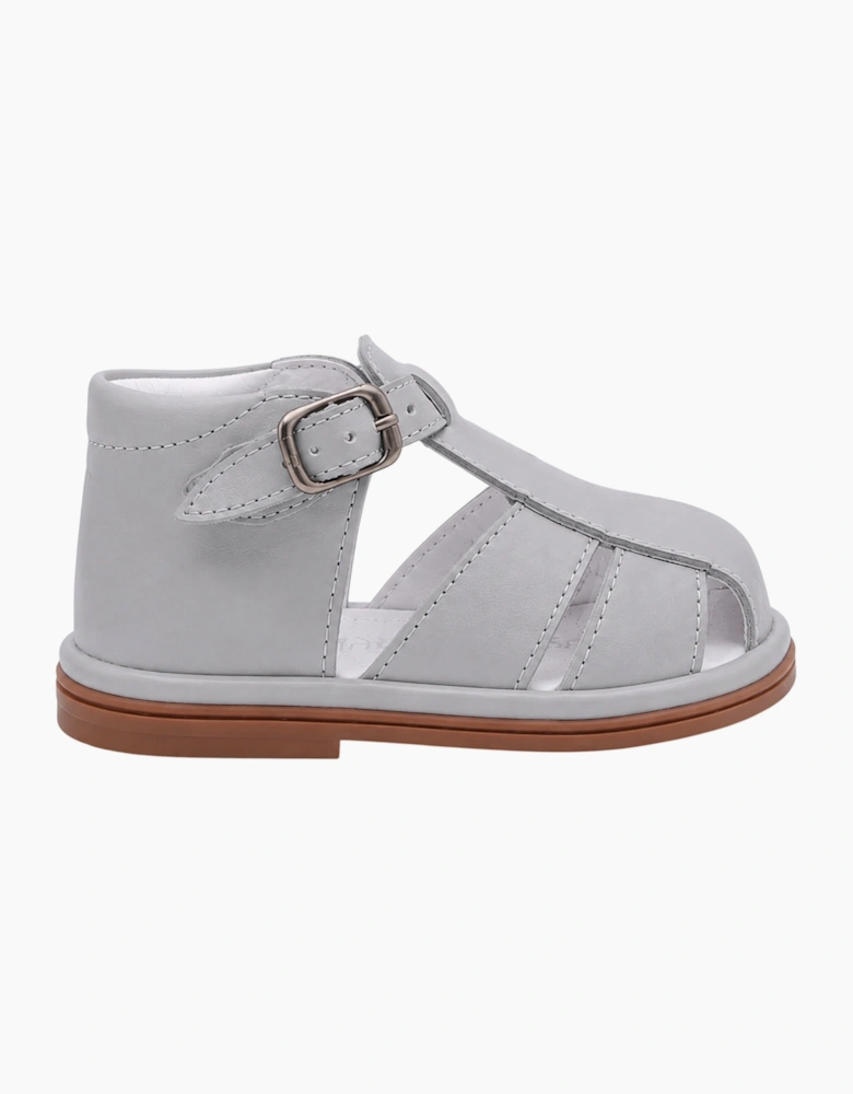 Grey Leather Guy Caged Sandals