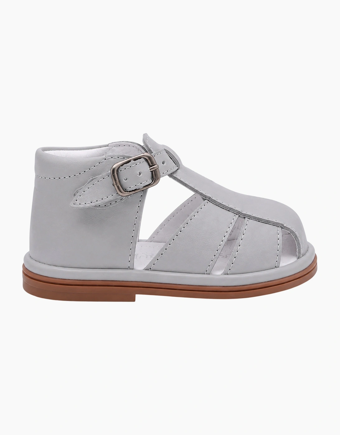 Grey Leather Guy Caged Sandals