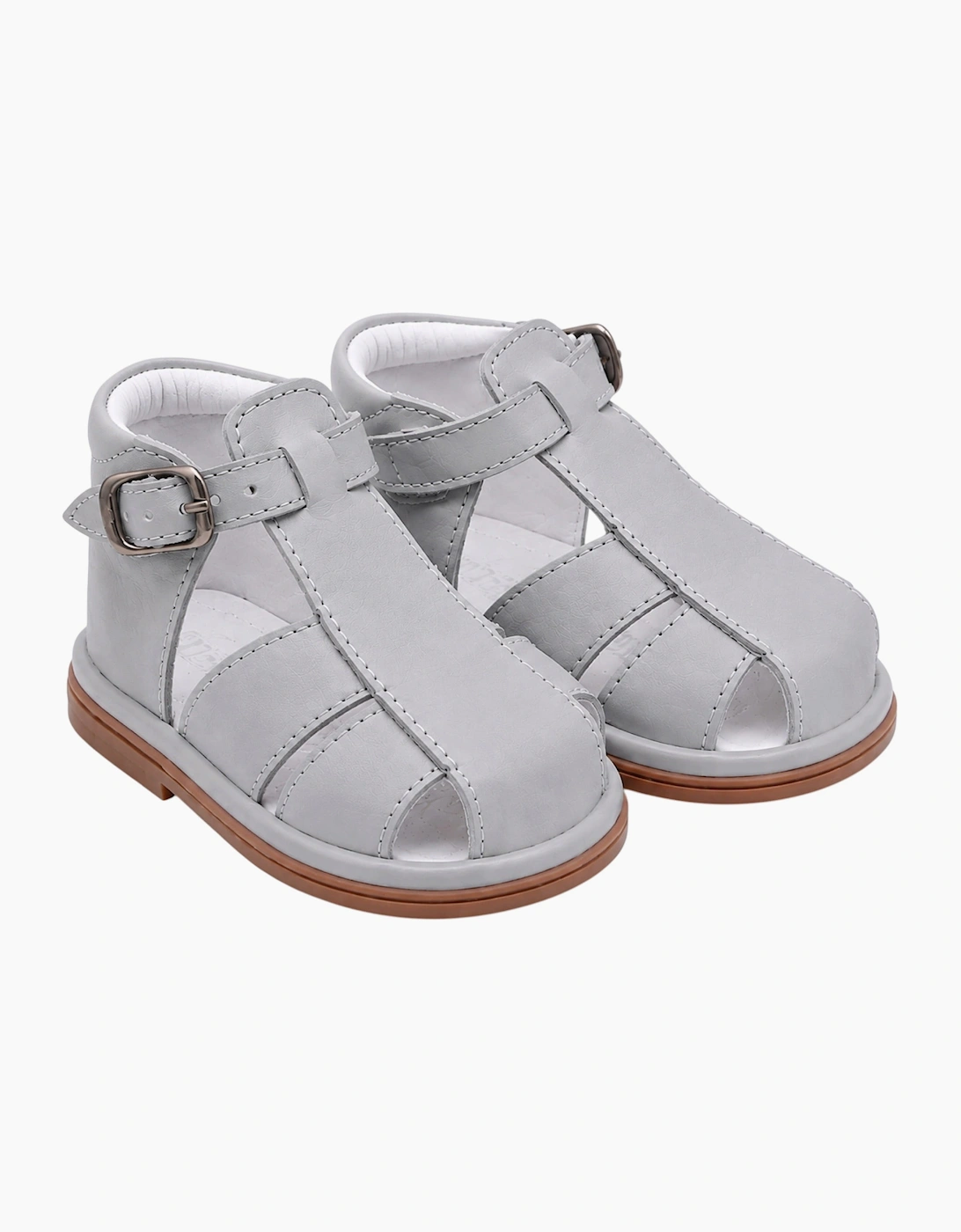 Grey Leather Guy Caged Sandals, 4 of 3