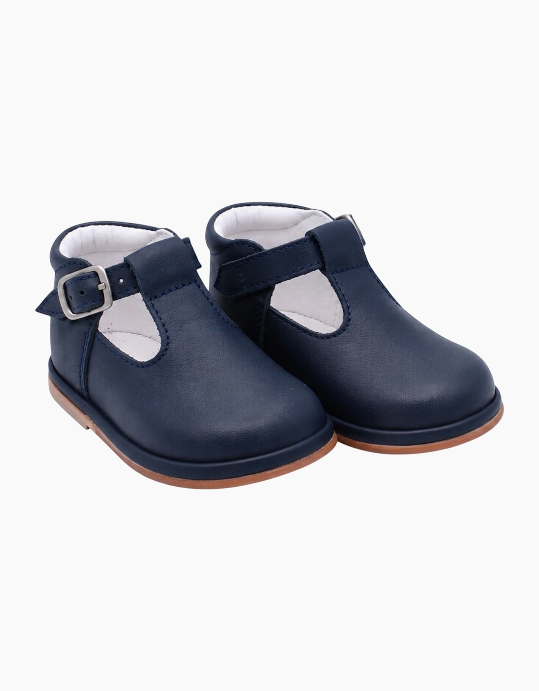 Navy Leather Fernando T-Bar Shoes