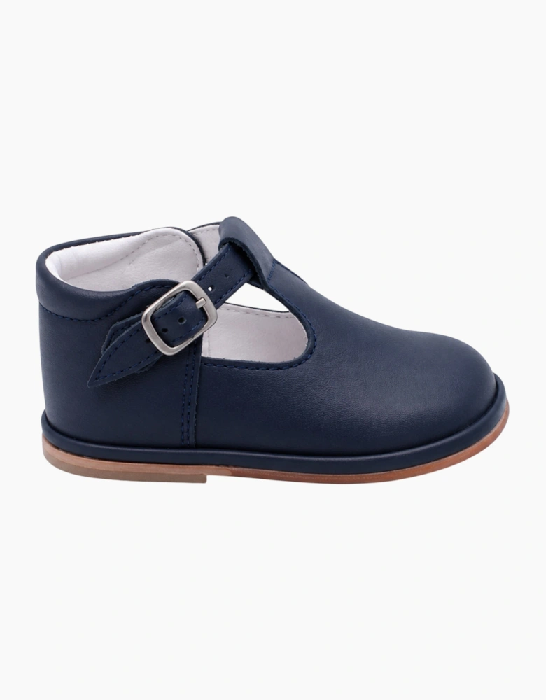 Navy Leather Fernando T-Bar Shoes