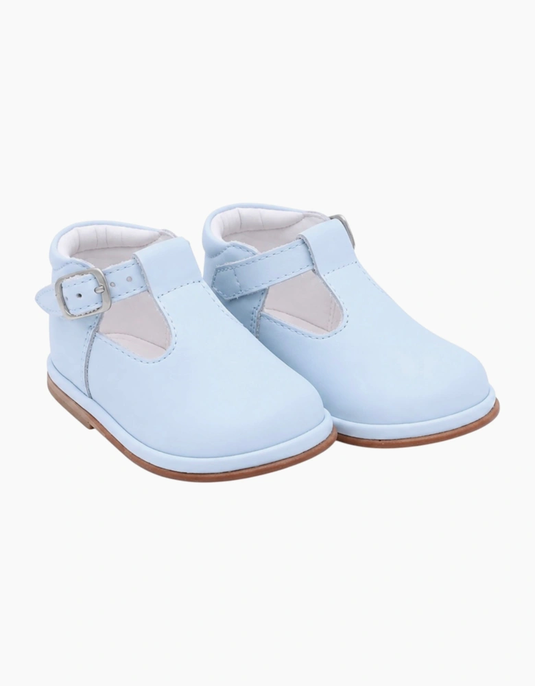 Blue Leather Fernando T-Bar Shoes