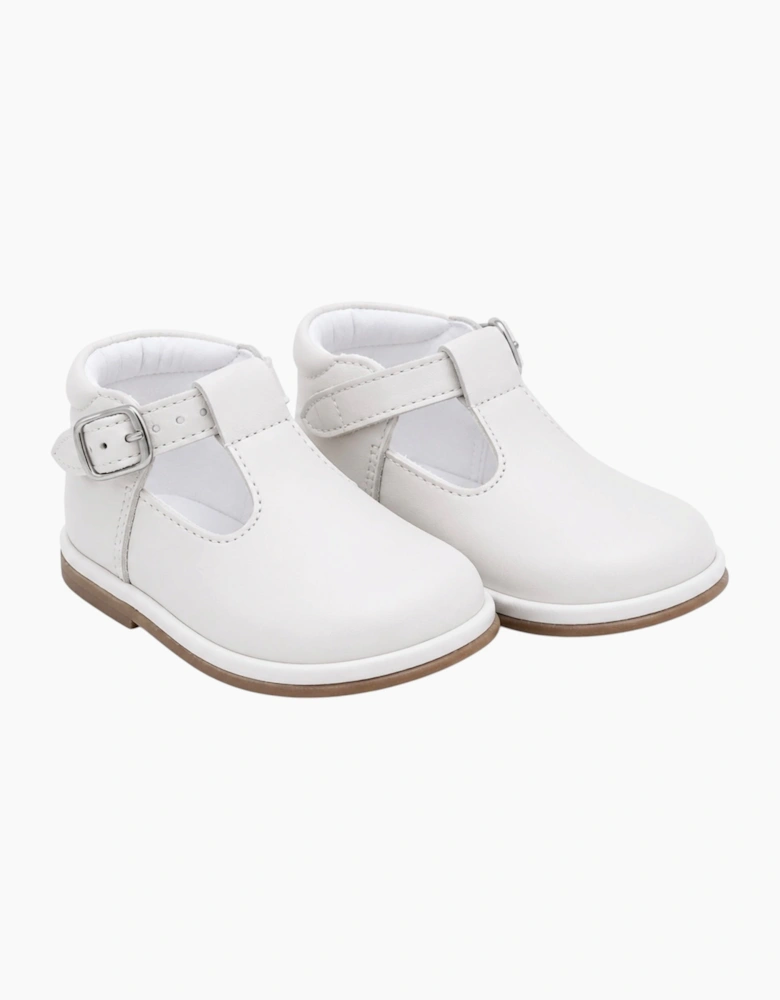 Beige Leather Fernando T-Bar Shoes