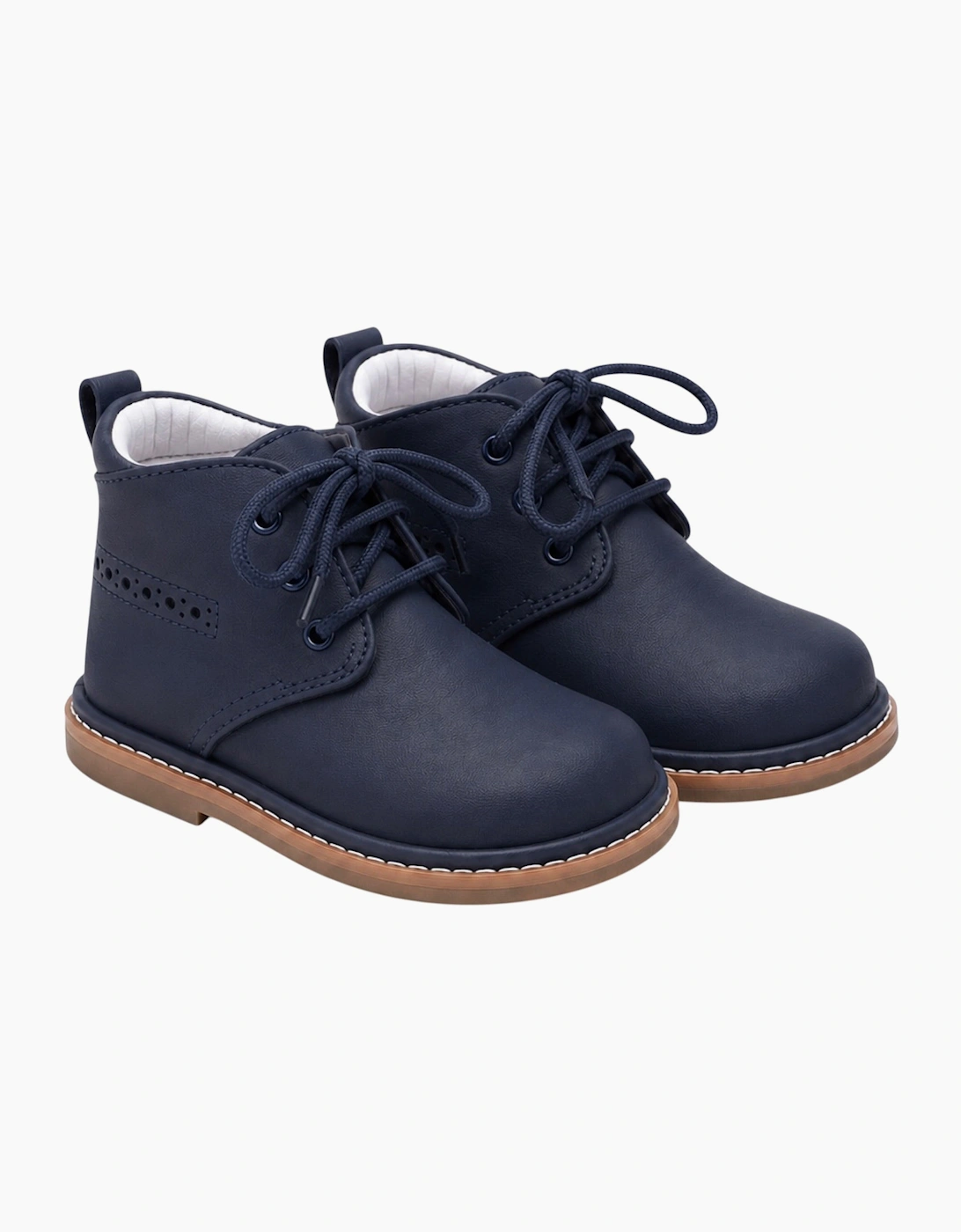 Navy Leather Zachary Lace Up Boots, 4 of 3