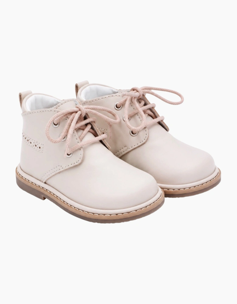 Nude Leather Zachary Lace Up Boots