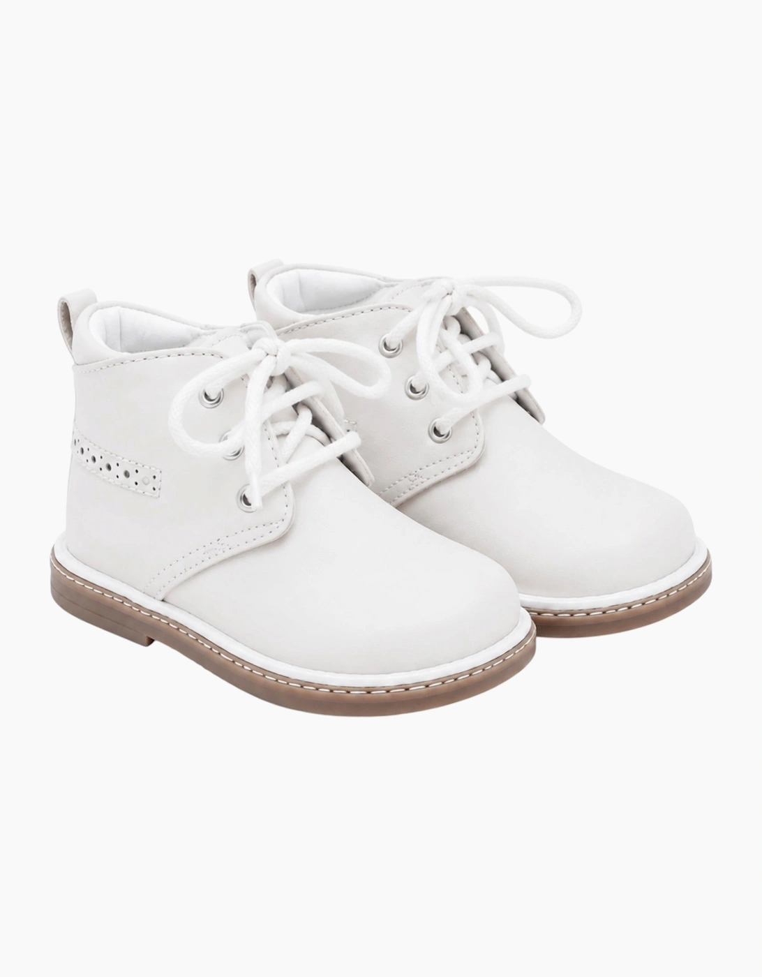 Beige Leather Zachary Lace Up Boots