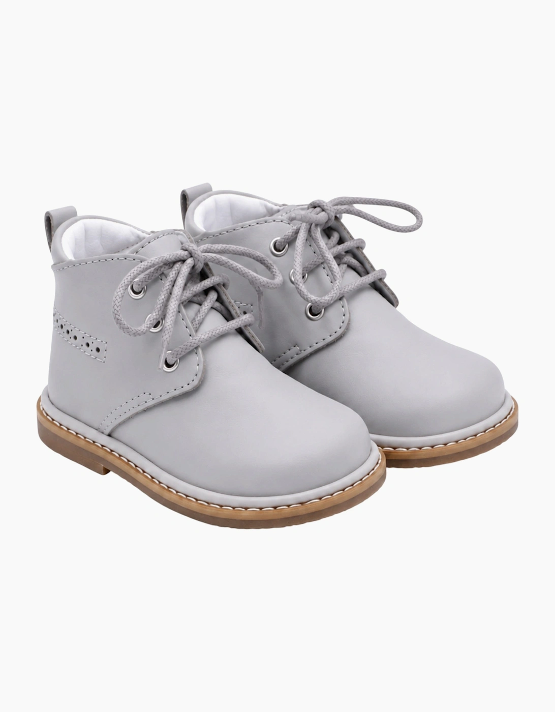 Grey Leather Zachary Lace Up Boots, 4 of 3