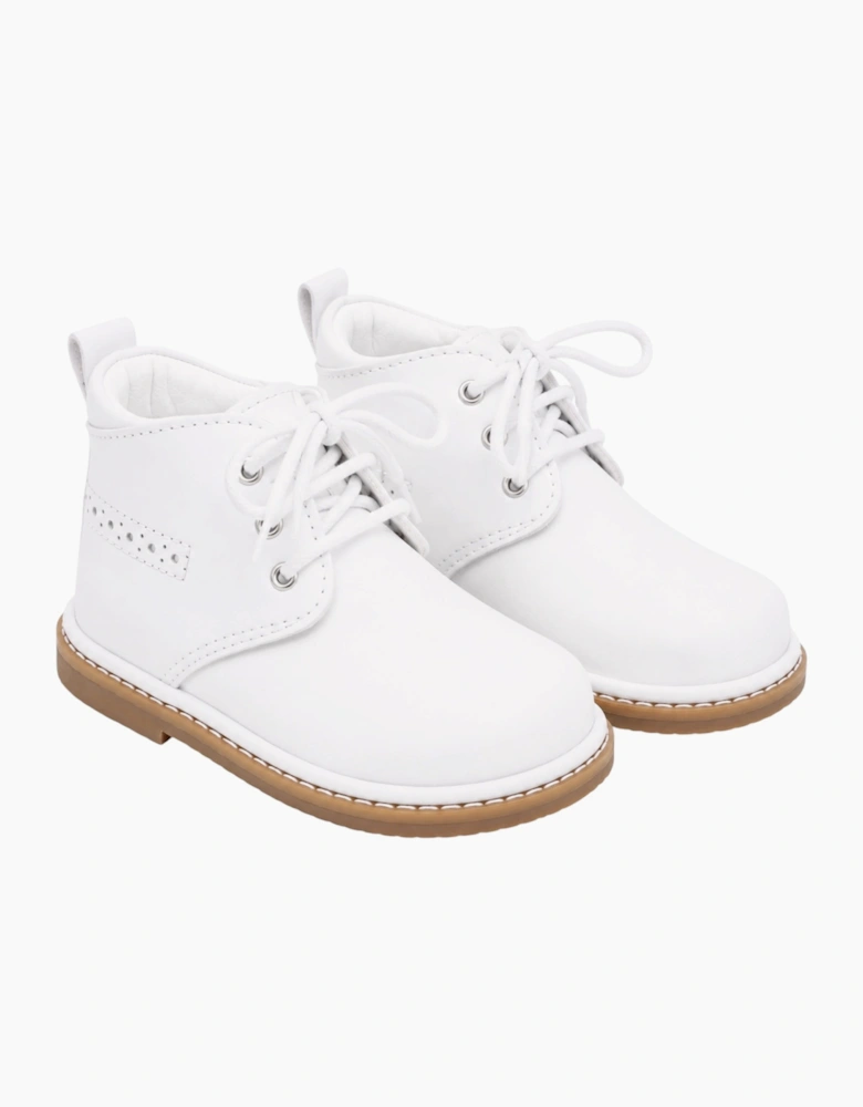 White Leather Zachary Lace Up Boots