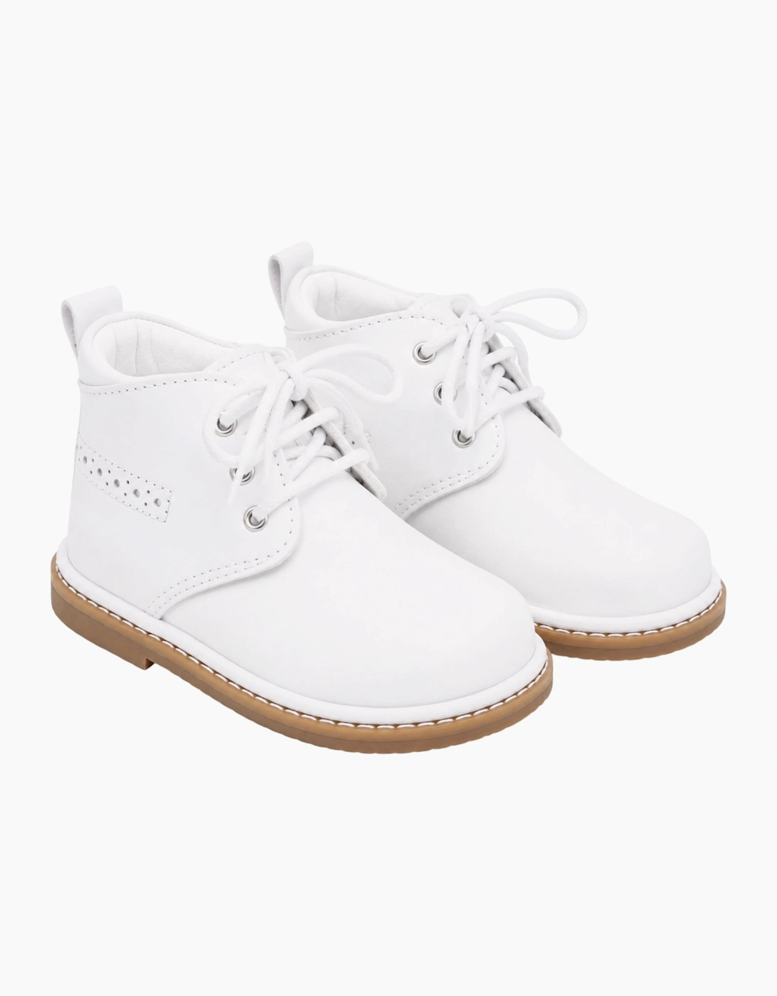 White Leather Zachary Lace Up Boots, 4 of 3