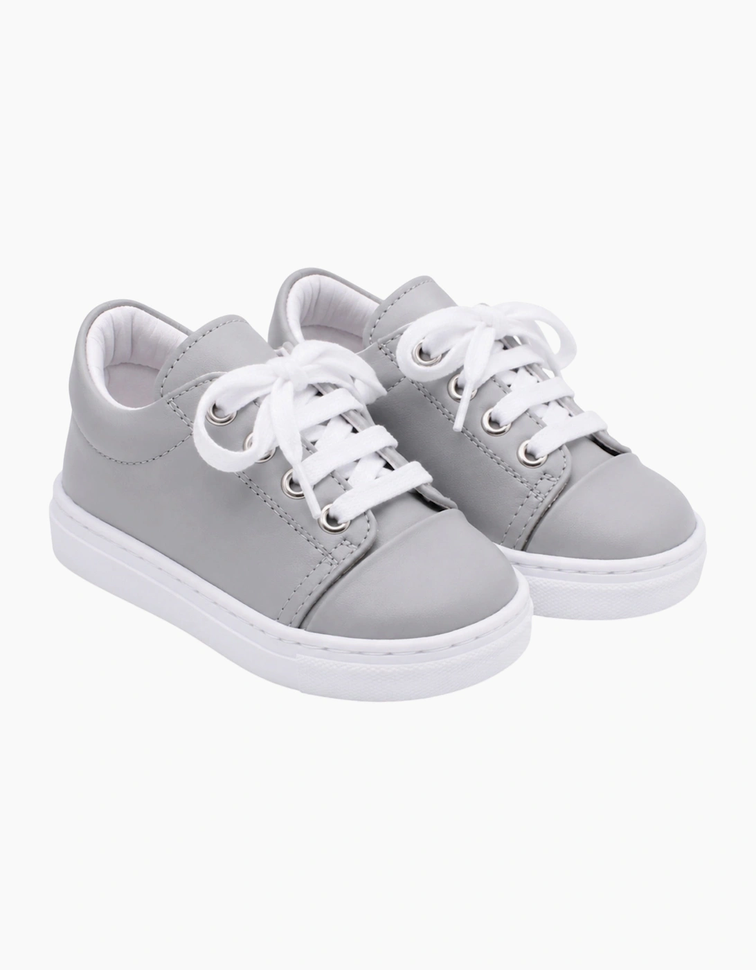 Light Grey Leather Santiago Trainers, 4 of 3